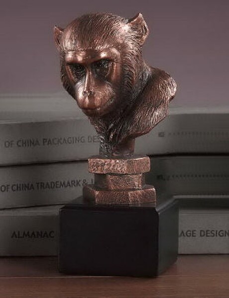 Monkey Head Sculptural Bust Statue Figurine Artwork Decorative